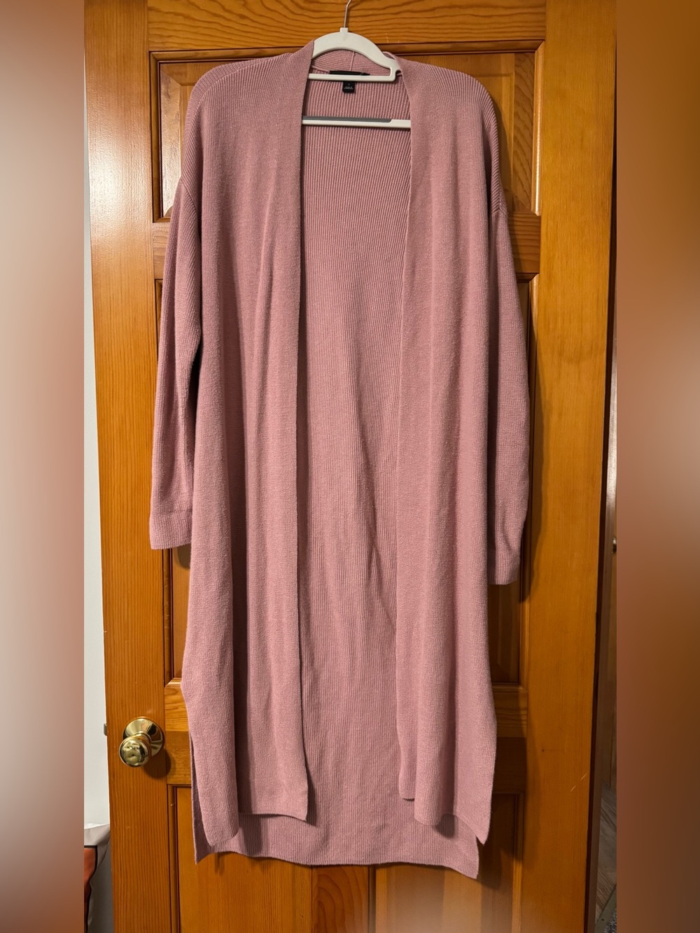 Ann Taylor Longline Open-Front Knit Cardigan - Dusty Rose